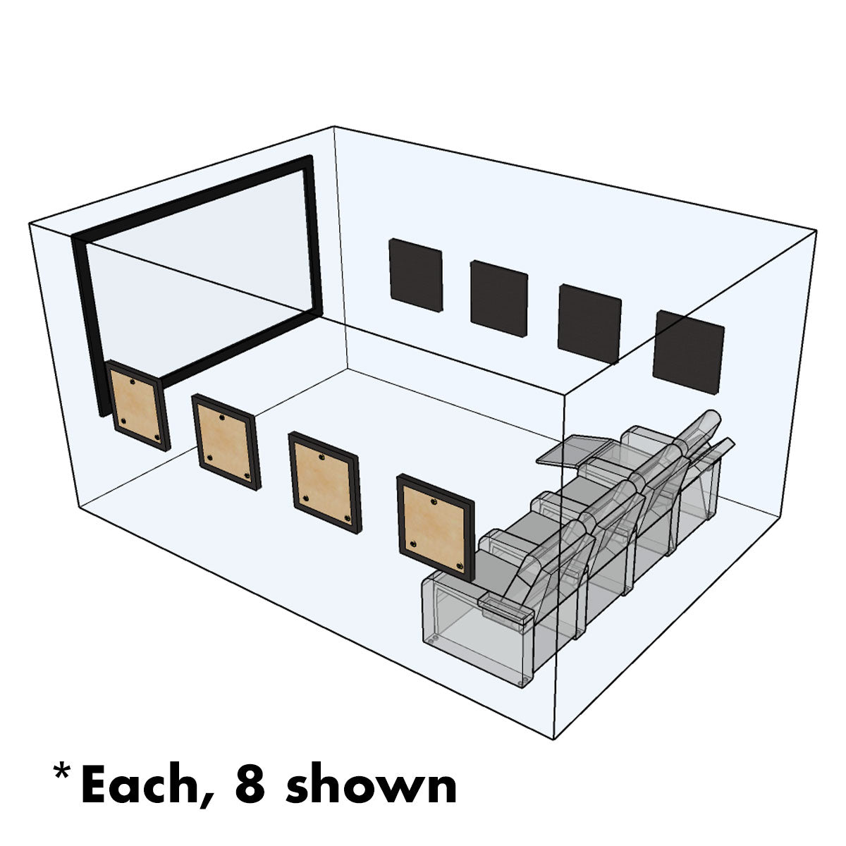 Manhattan AcoustaSense™ Acoustic Absorption Panel Square Black Kit (each)