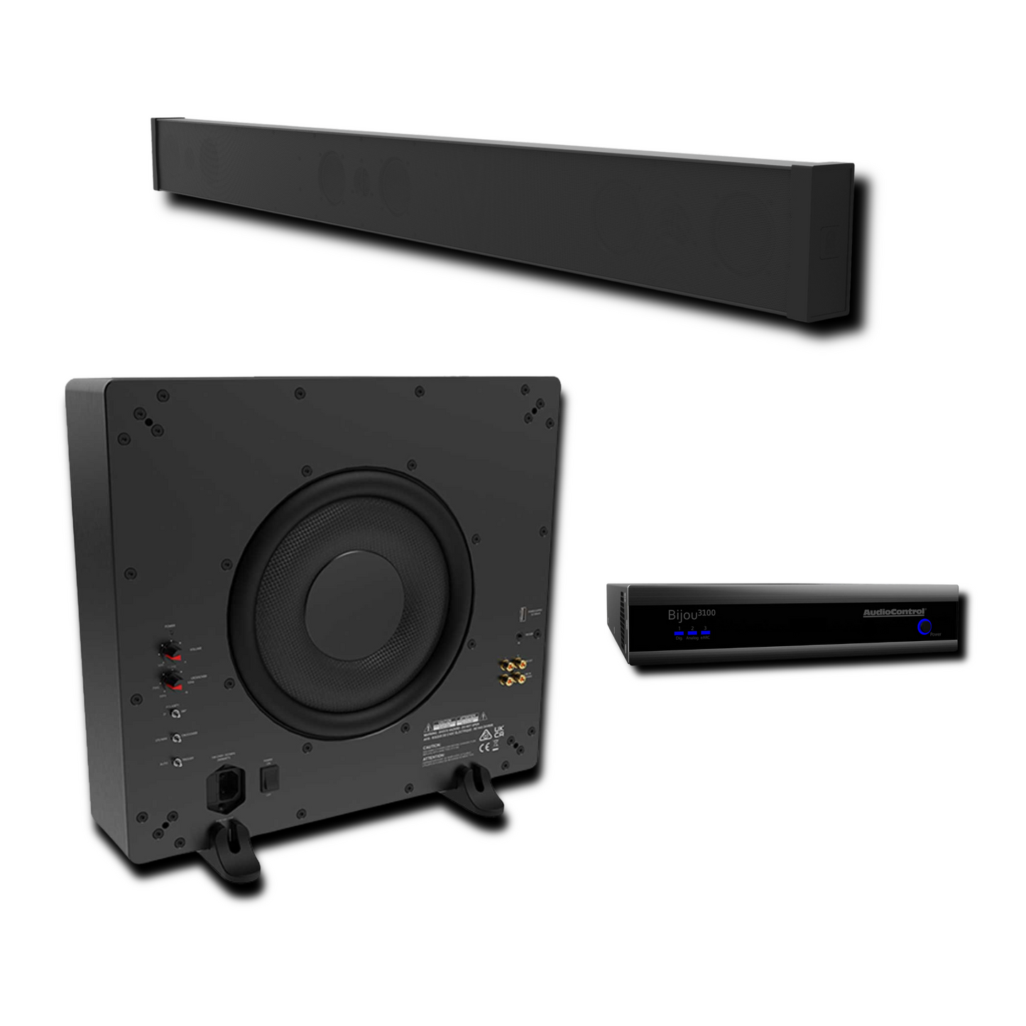 Origin Soundbar + Slim Sub + AudioControl Bijou