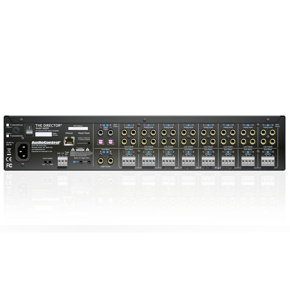 AudioControl M6800D 16CH Network Matrix DSP Power Amplifier with Dante