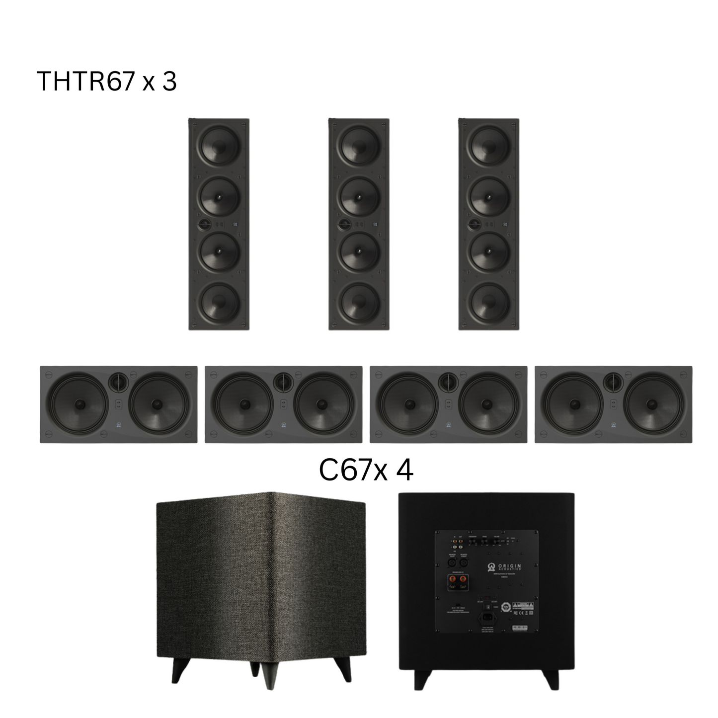 Origin THTR67-7.1 Kit With C67 - Surround Packs