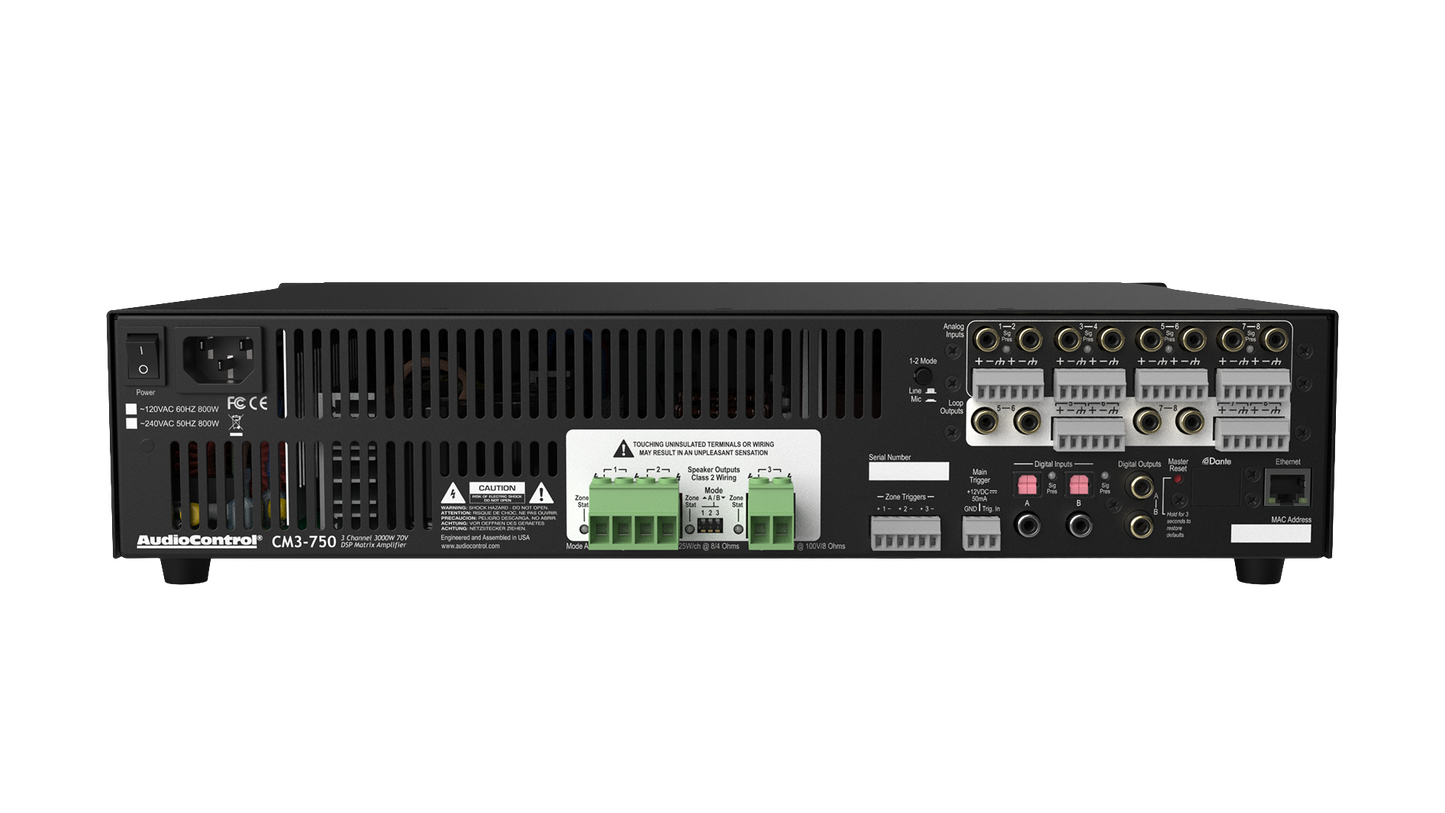 AudioControl CM3-750 3CH 750W 70v DSP Matrix Amp