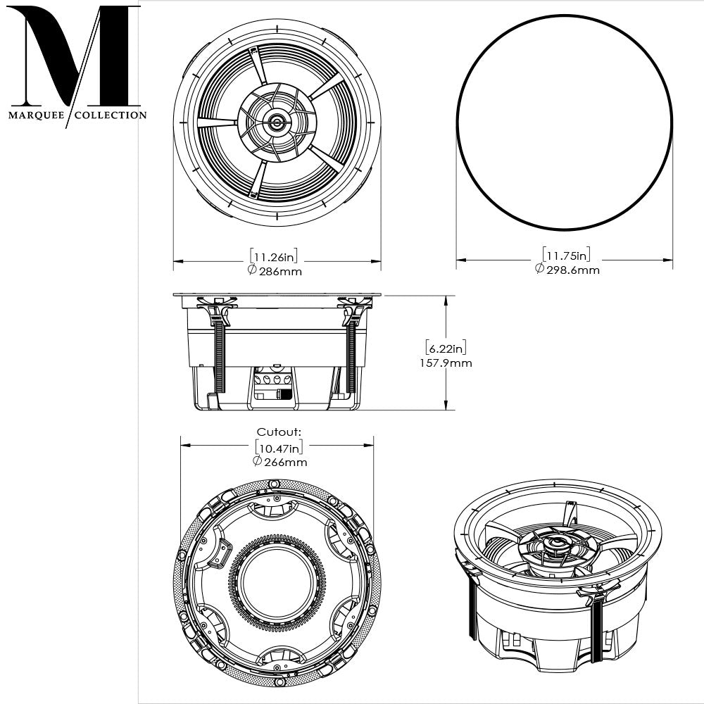 Origin M2500IC 3 Way InCeiling Surround / Height / LCR Speaker - Marquee