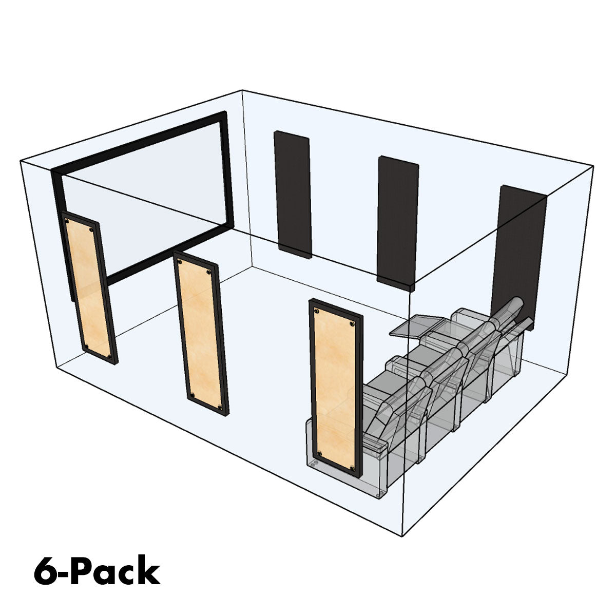 Manhattan AcoustaSense™ Acoustic Absorption Panel Rectangular Black - 6 Pack
