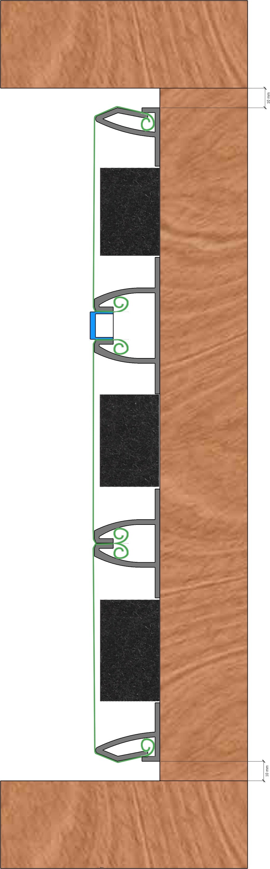 SS33-MJ SoundScapes™ Middle Join 33mm Fabric Gripping Wall Panel Frame  3M length