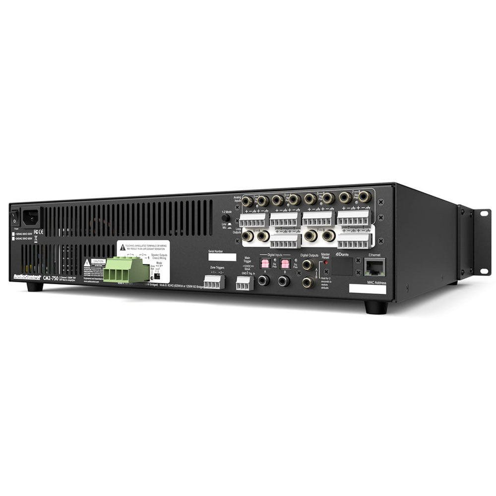 AudioControl CM2-750D 2CH 750W 70v DSP Matrix Amp with Dante
